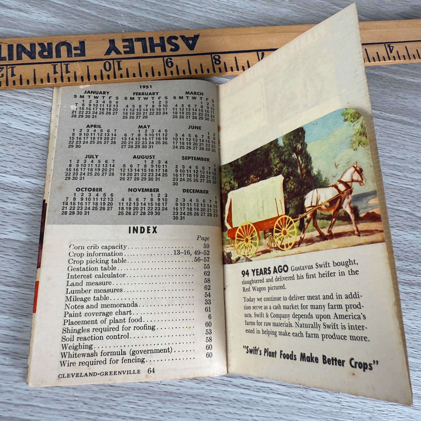 Vtg Notebook 1951 Swifts Plant Food Ag Pocket Book Food Service USED w/ WRITING