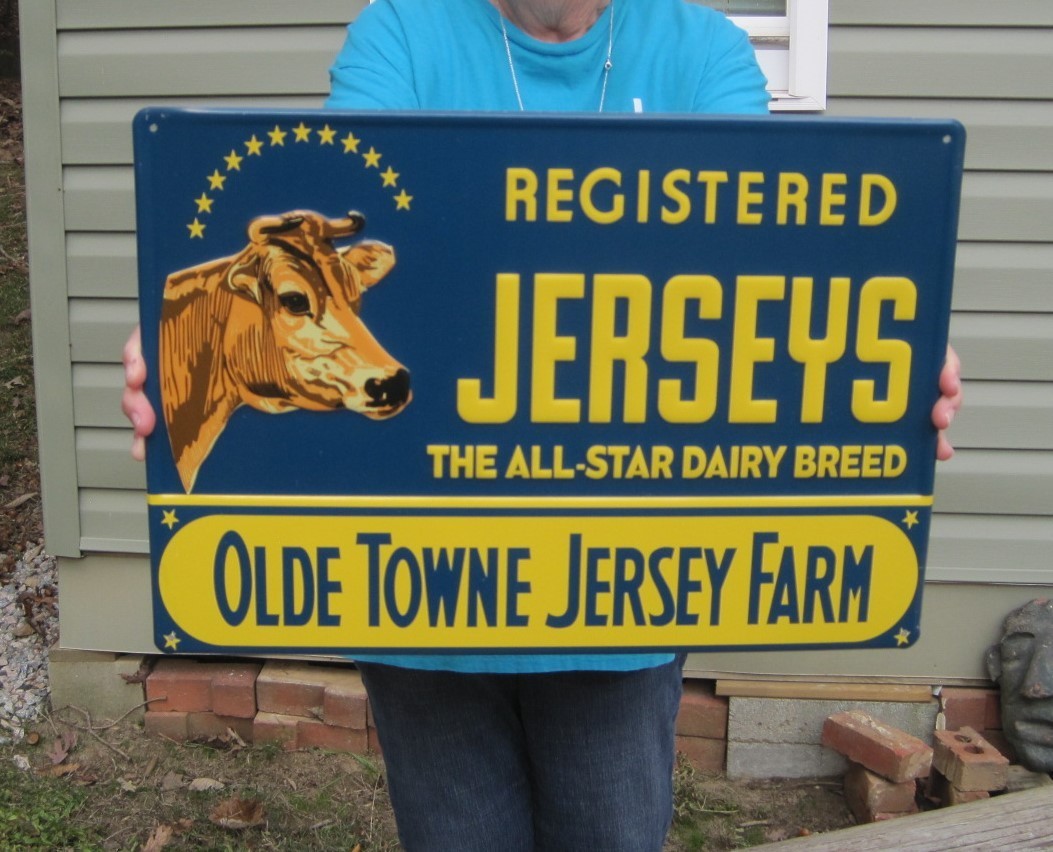Jersey&rsquo;s Olde Towne Jersey Cattle Cow Farm Metal Feed & Seed Farm Steel Sign