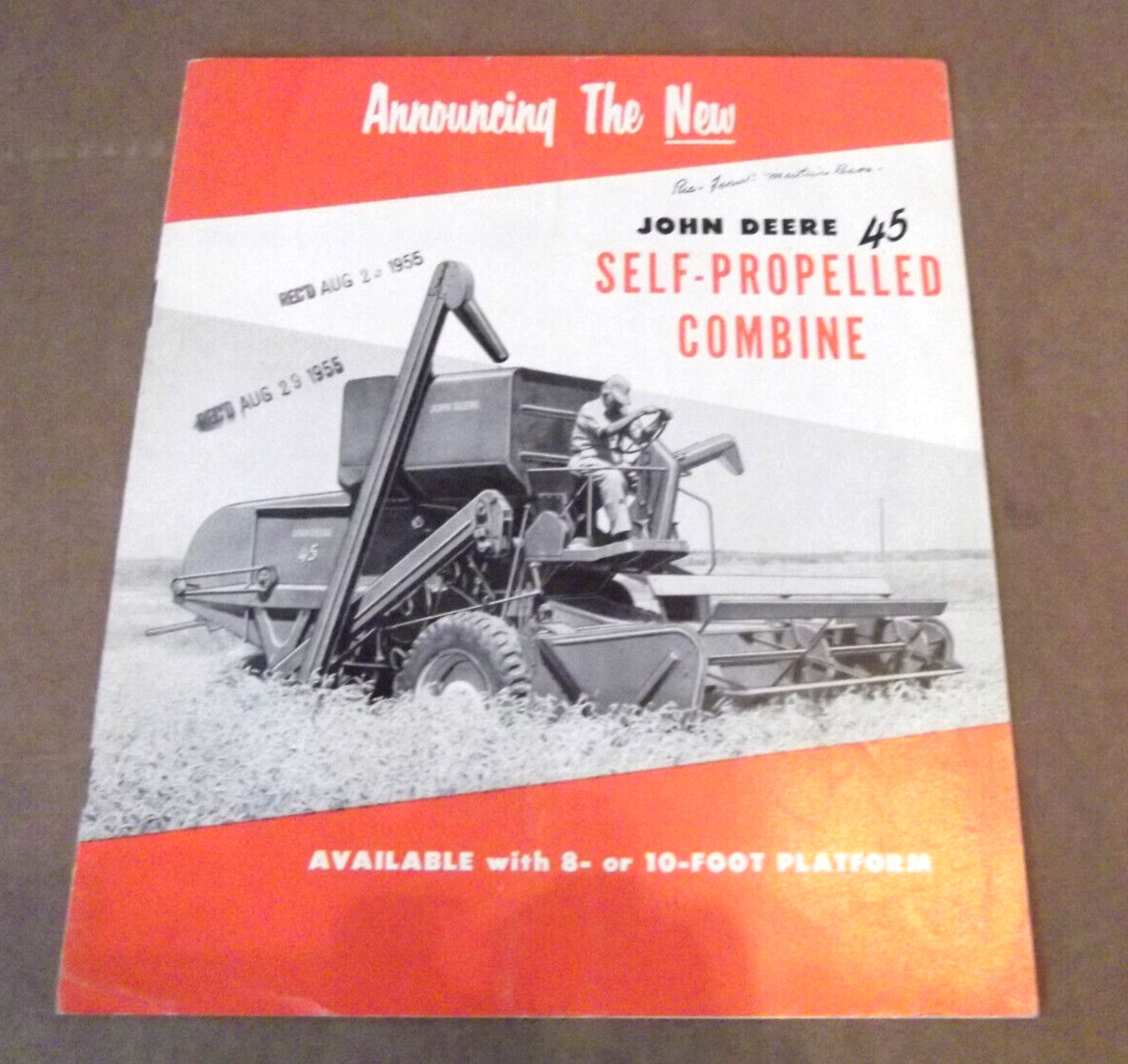 1954 John Deer 45 Self-Propelled Combine Tractors Factory Sales Brochure
