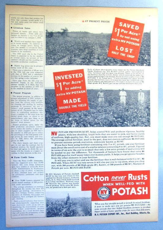 Original 1934 Fertilizer Ad Photo Endorsed T H Nolan, Madison Georgia