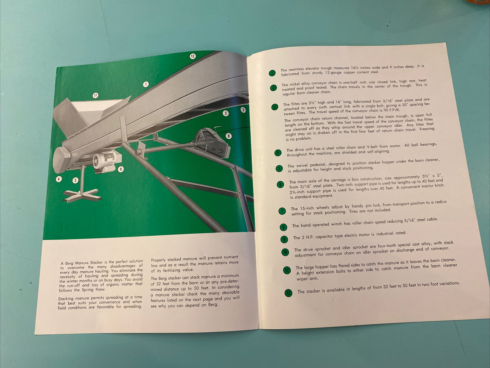 Berg Conveyor Type Manure Stacker Dealer Brochure Spec Sheet ￼