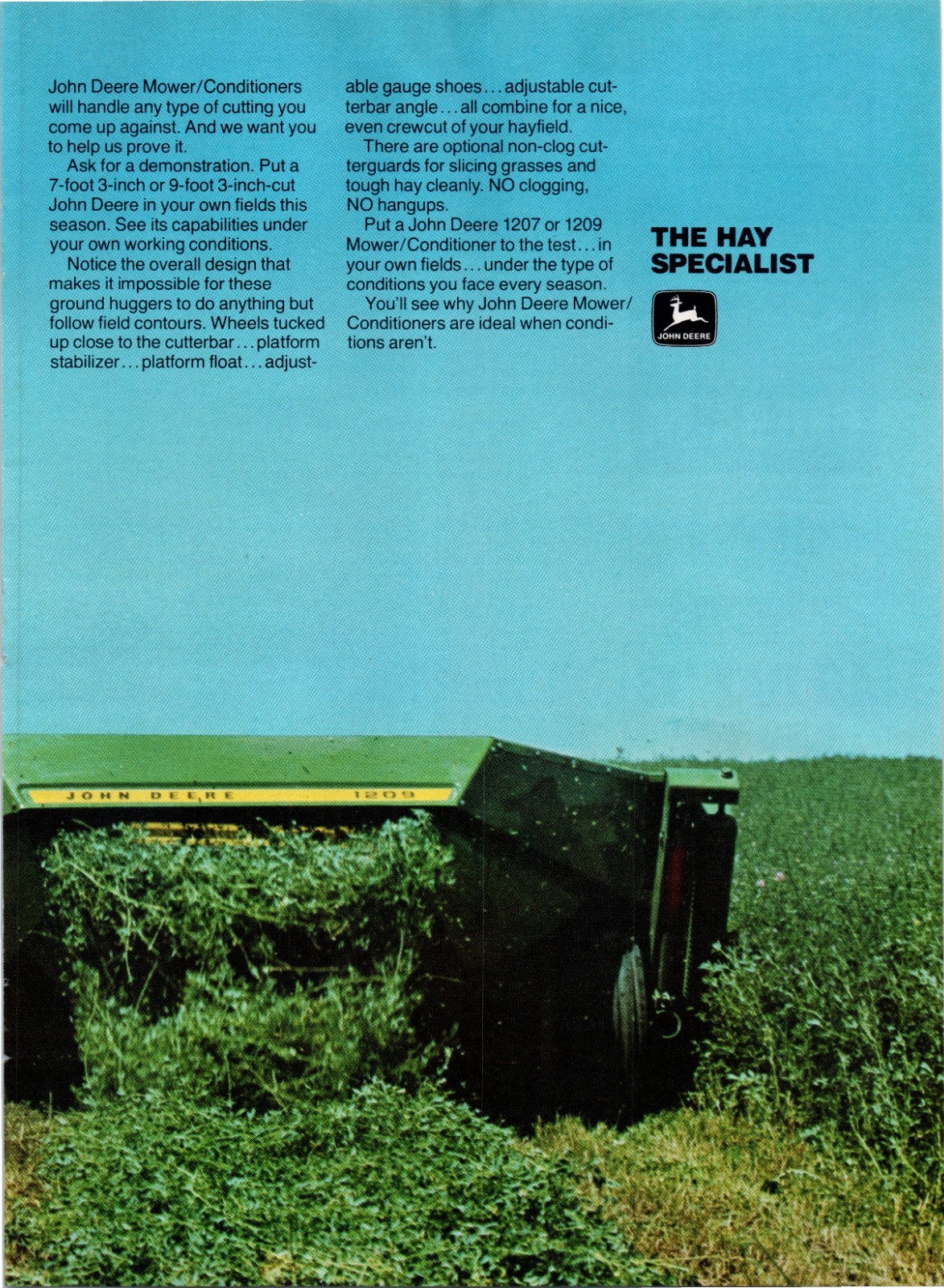 1978 John Deere Mo/Co 1207 1209 Mower Conditioner 70&rsquo;s Vintage 2-Page Print Ad