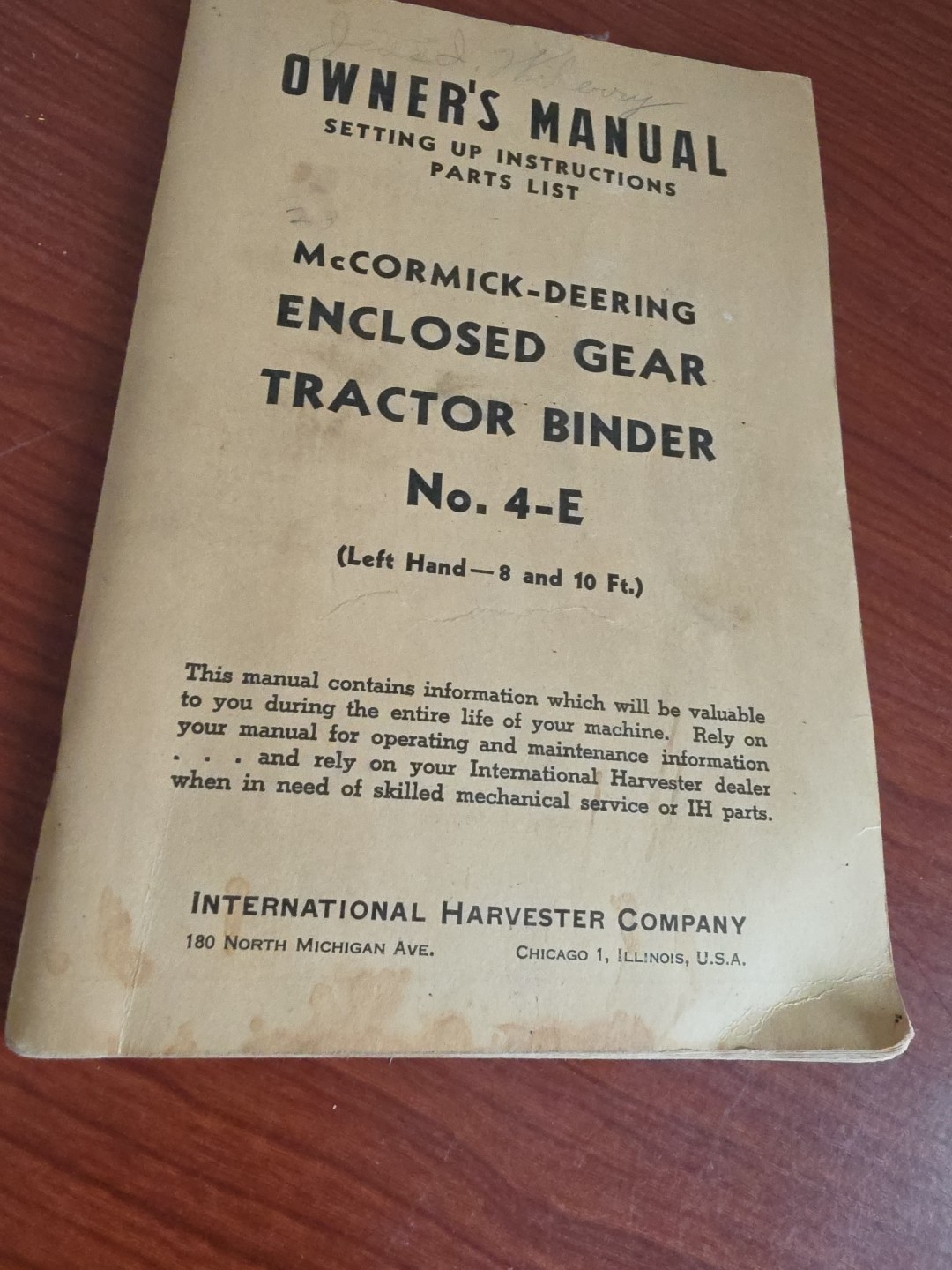 Vintage McCormick-Deering Owner s Manual 1946 Tractor Binder 4-E