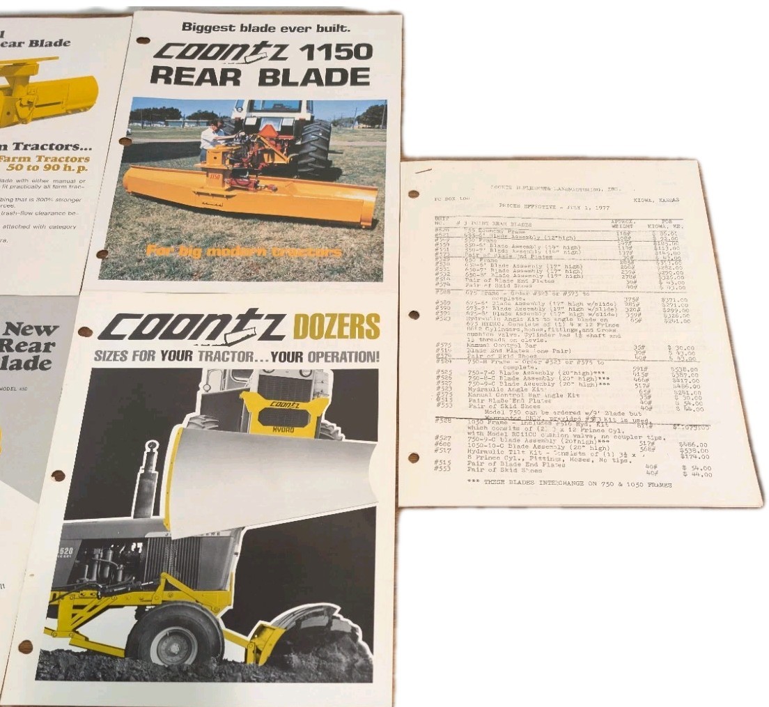6 Coontz Agriculture Blades Advertisements And Price List 3 Point,U-1000,1150
