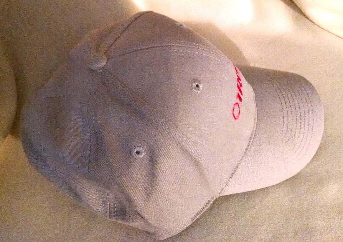 TROY-BILT HAT NEW BEIGE TAN RED LETTERING ADJ CLOTH STRAP WINTER BASEBALL CAP.