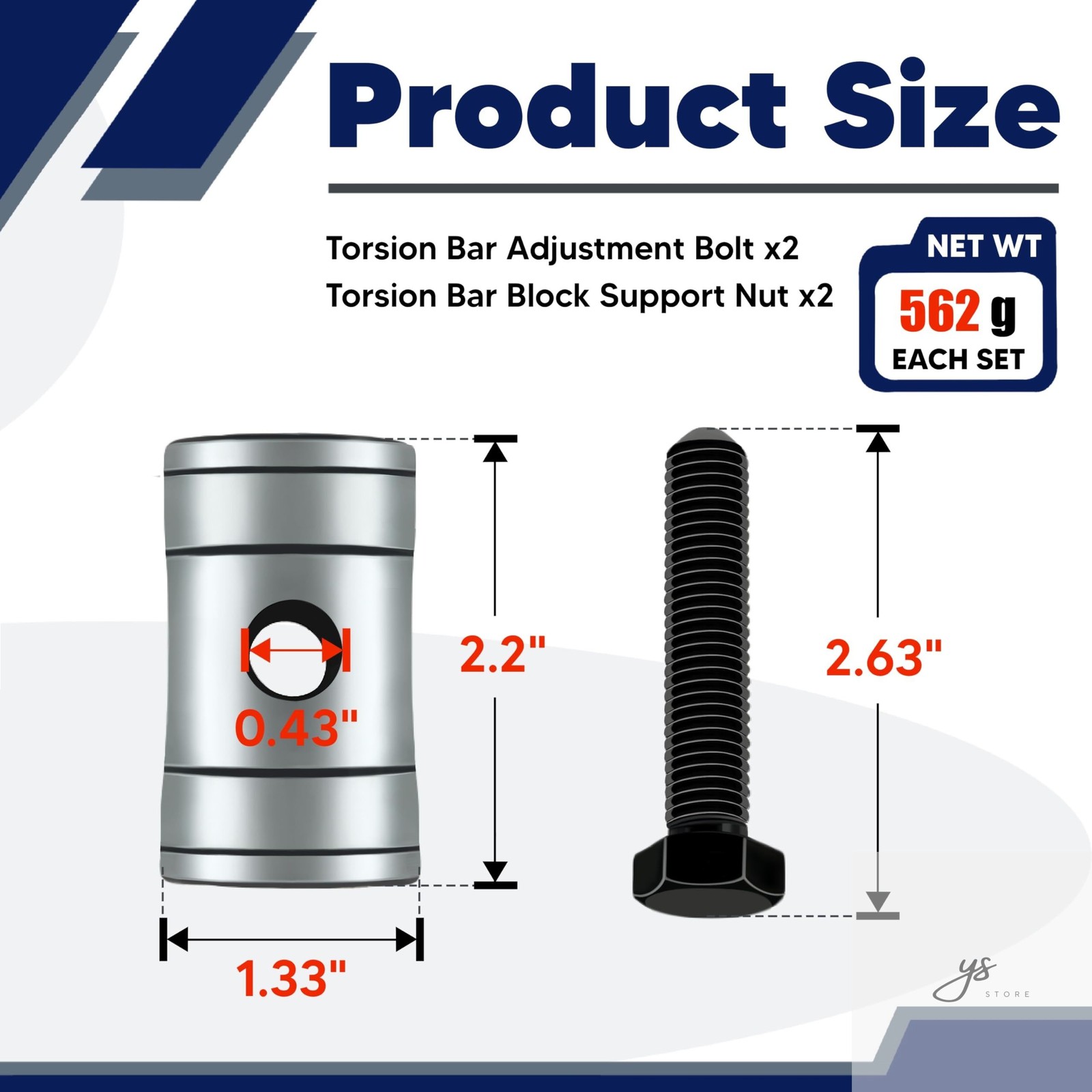 Torsion Bar Adjustment Bolt and Lock Nut Fit for Chevrolet Silverado Tahoe GMC