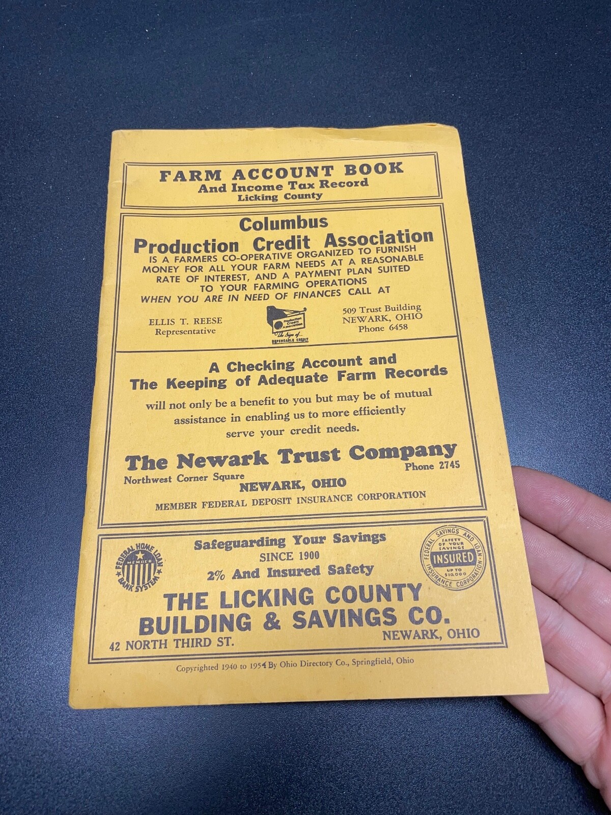 Licking County Ohio Farm Account Book & Income Tax Record 1954 Booklet Unused