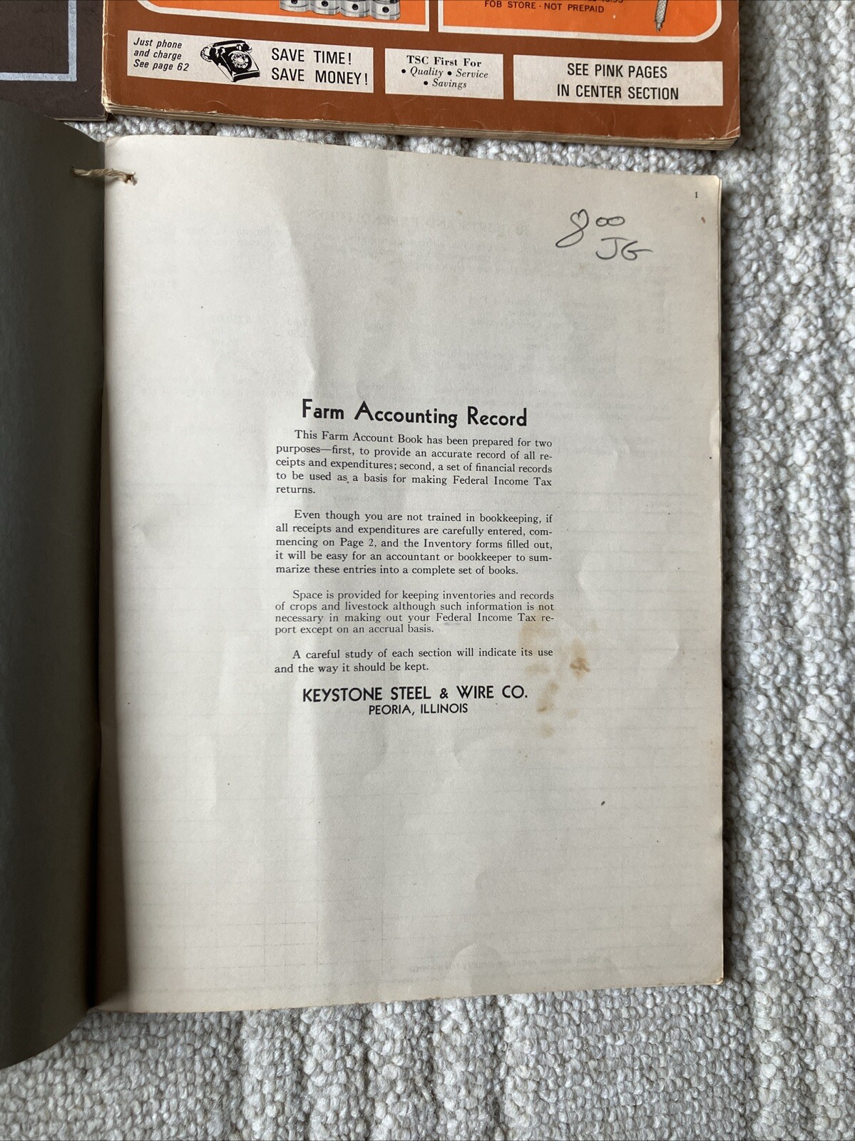 Vintage 1940-60&rsquo;s Advertising Farm Record Books Reed City Michigan And Others