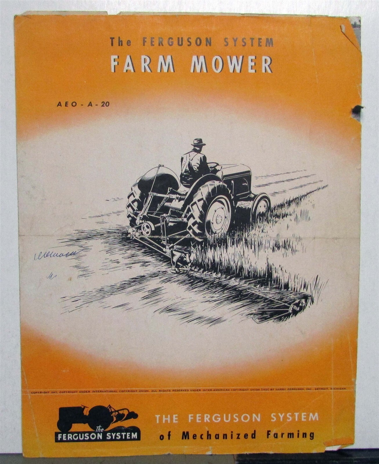 1947 Ferguson AEO A 20 Farm Mower Specifications Agriculture Sales Brochure