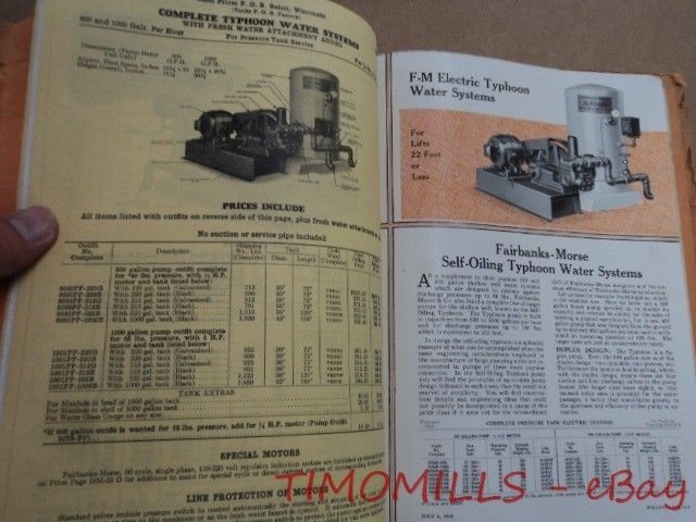 1930 Fairbanks Morse Home Water Systems Dealer Catalog Binder Z Engine Typhoon