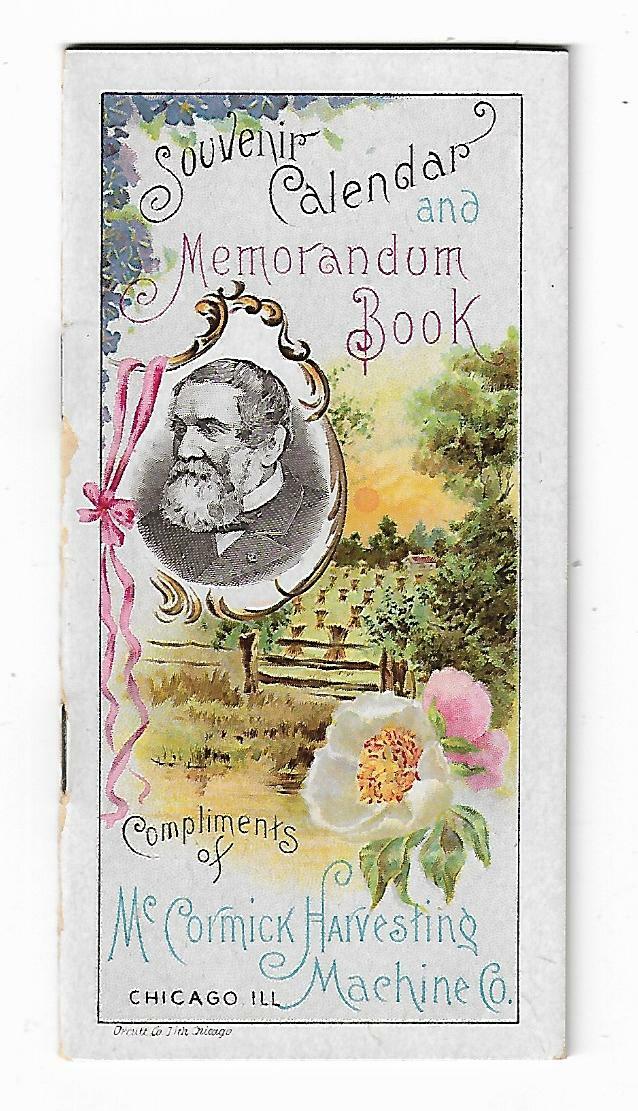 Old Calendar & Memo Book McCormick Harvesting Machine Co Chicago IL Factory View