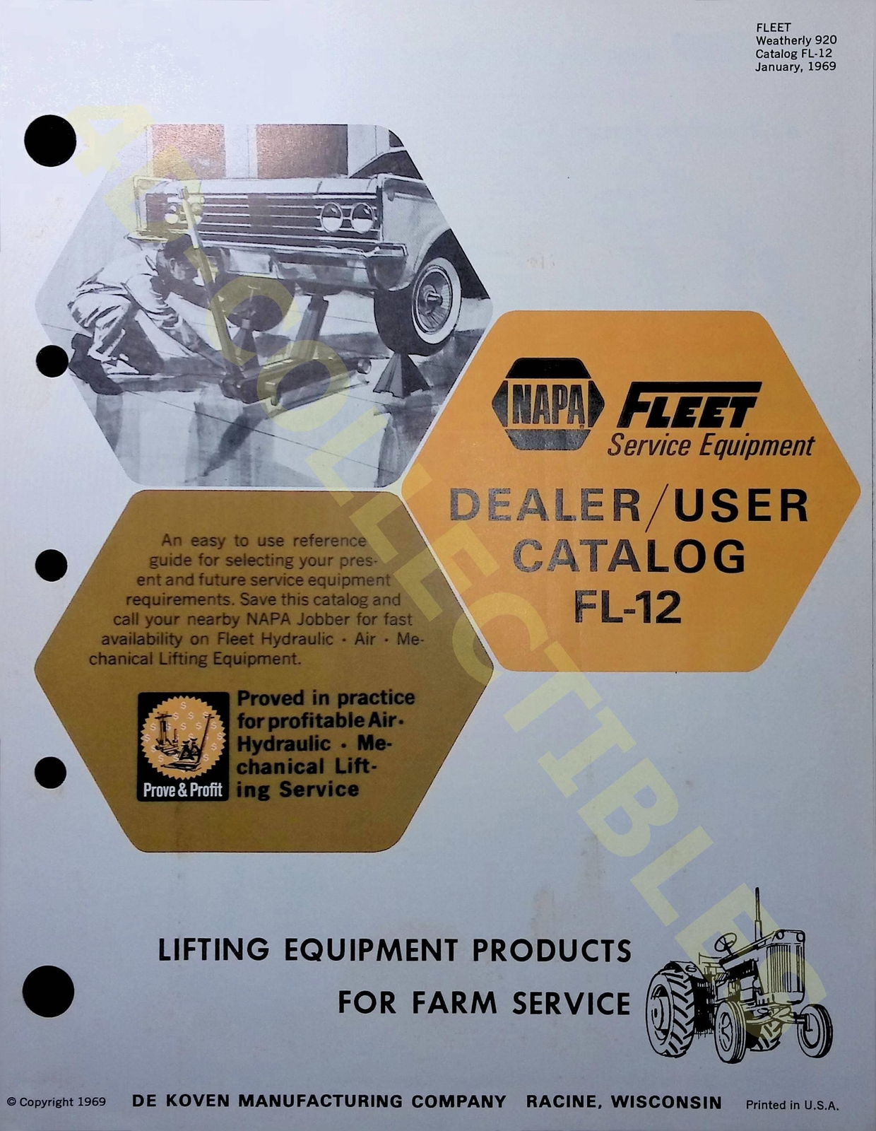 Vintage Farm Brochure NAPA Dealer User Catalog FL-12 Lifting Equipment