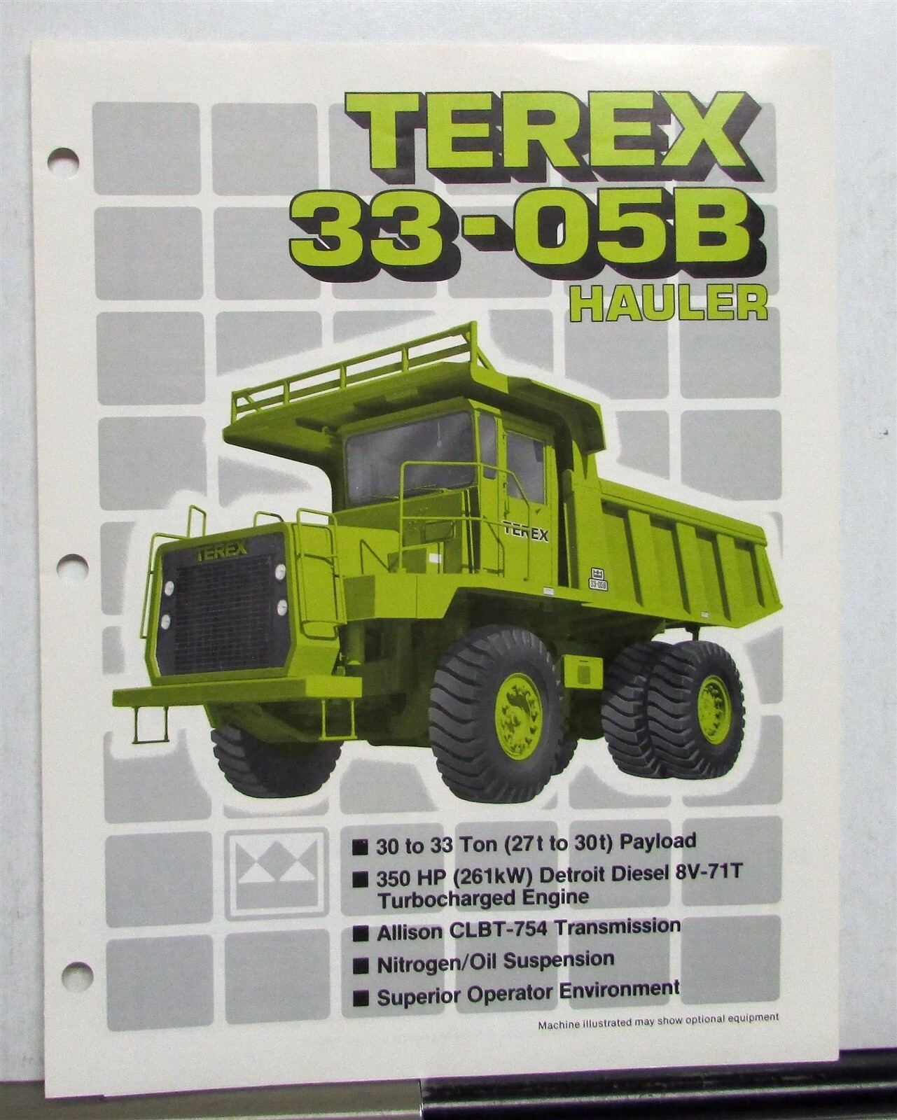 1987 Terex 33-05B Hauler Specifications Construction Sales Tri-Folder