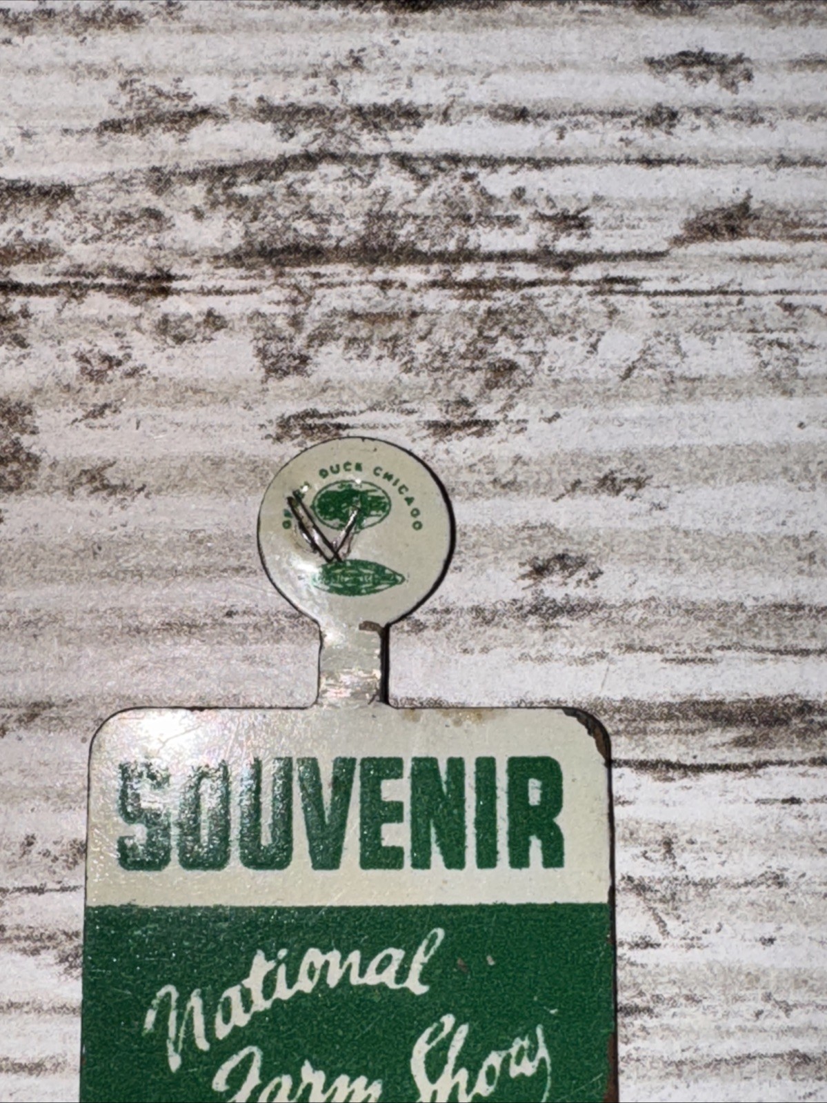 Vintage National Farm Show 1948 Coliseum Chicago IL Foldback Souvenir Pin Badge