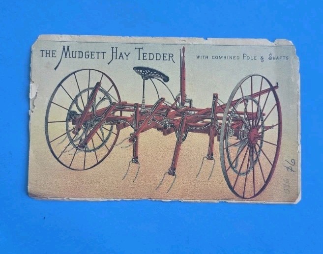 Antique John Dodds Hay Tedder Foldout Promo Farmer Victorian Trade Card!