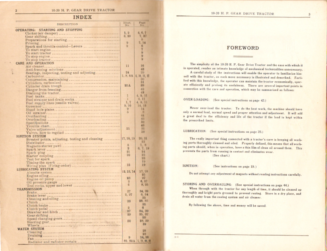 1924 McComick-Deering Operating Instructions – 10-20 H. P. Gear Drive Tractor