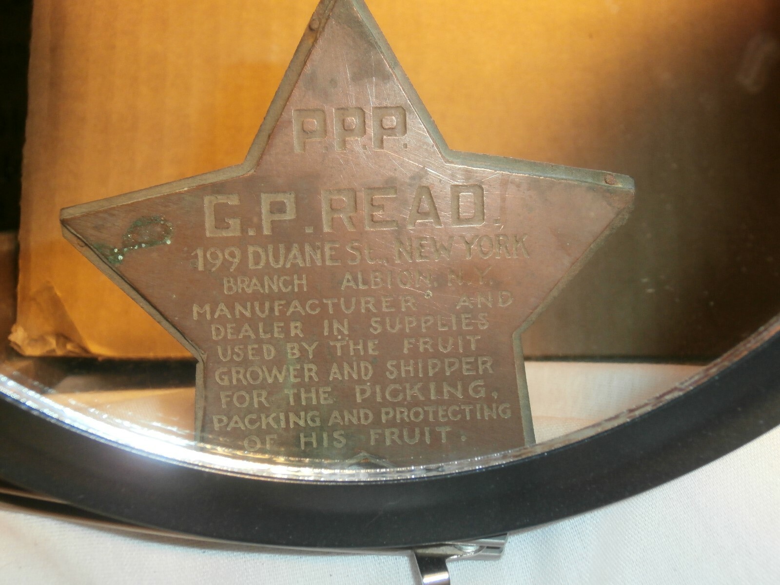 Antique Printers Printing Block G P READ New York Fruit Grower Dealer Supplies