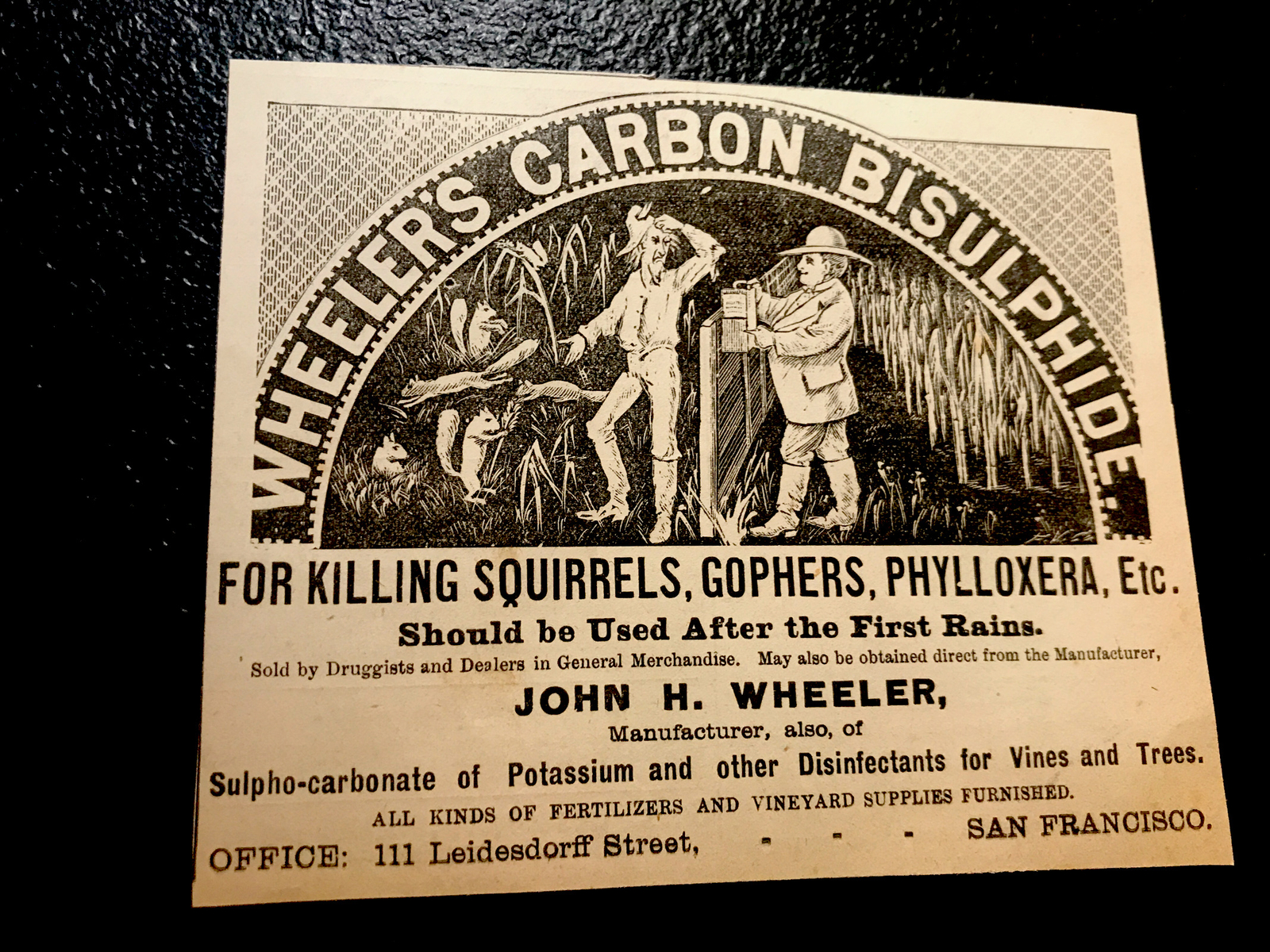 1882 Wheeler Farm Advertising – San Francisco – California