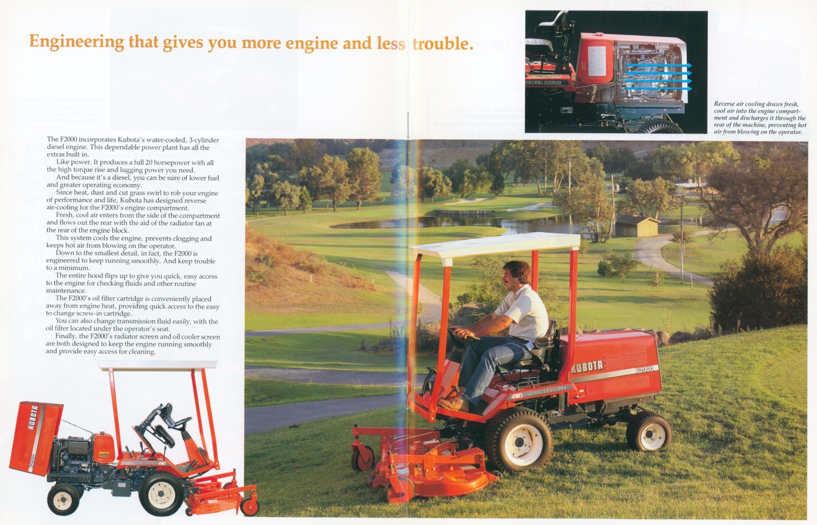 1988 Kubota F2000 Diesel Front Mower Original Glossy Dealer Brochure Tractor Mow