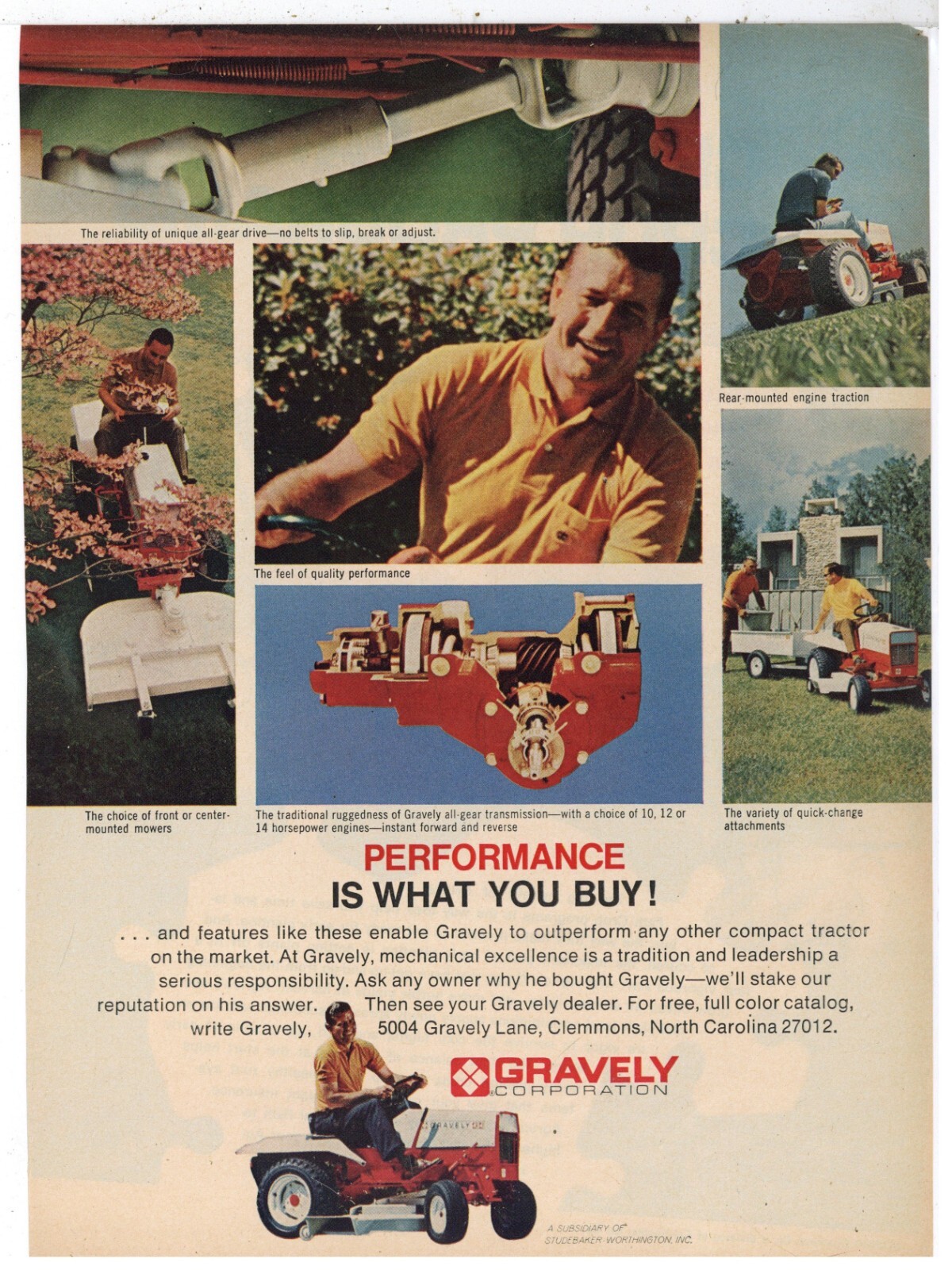 1969 Gravely Lawn & Garden Tractor Ad: Closeup Pics of Features