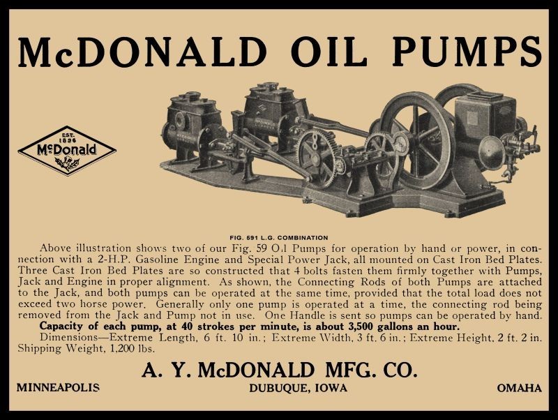 1920 A.Y. McDonald of Dubuque Iowa Oil Pumps NEW Metal Sign: 12×16 Ships Free