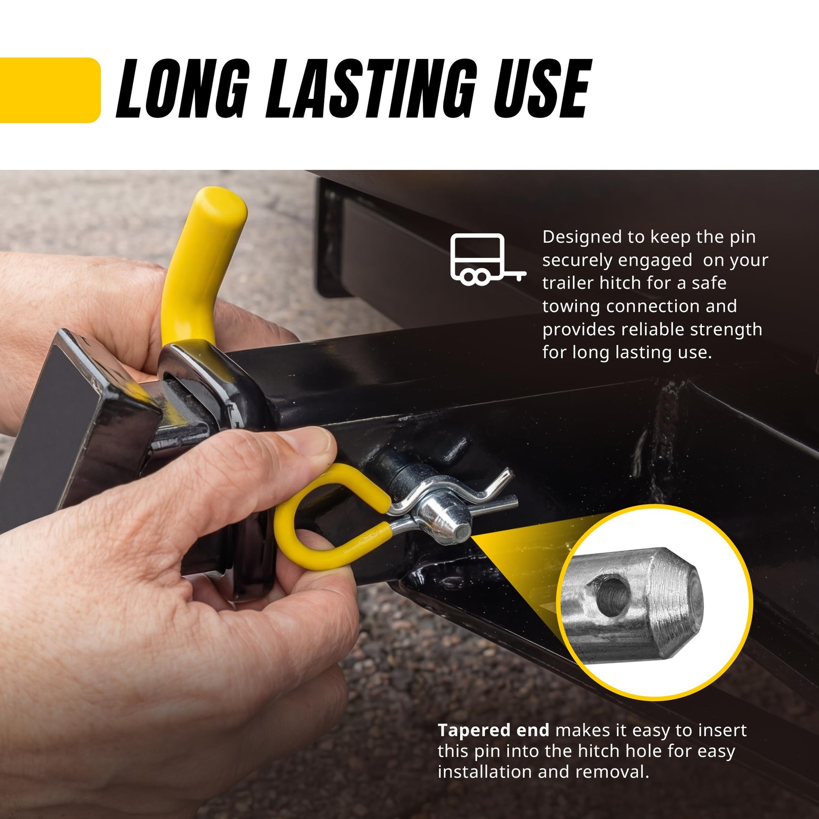 Maxxhaul 50565 3 Pack Trailer Hitch Pin Clip Rubber-Coated Vinyl Yellow Grip