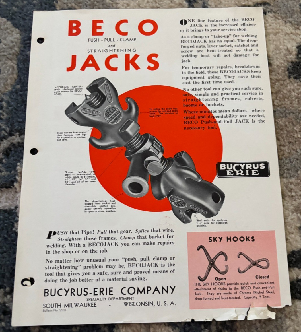 Bucyrus Erie Beco Jacks Brochure DCPA25