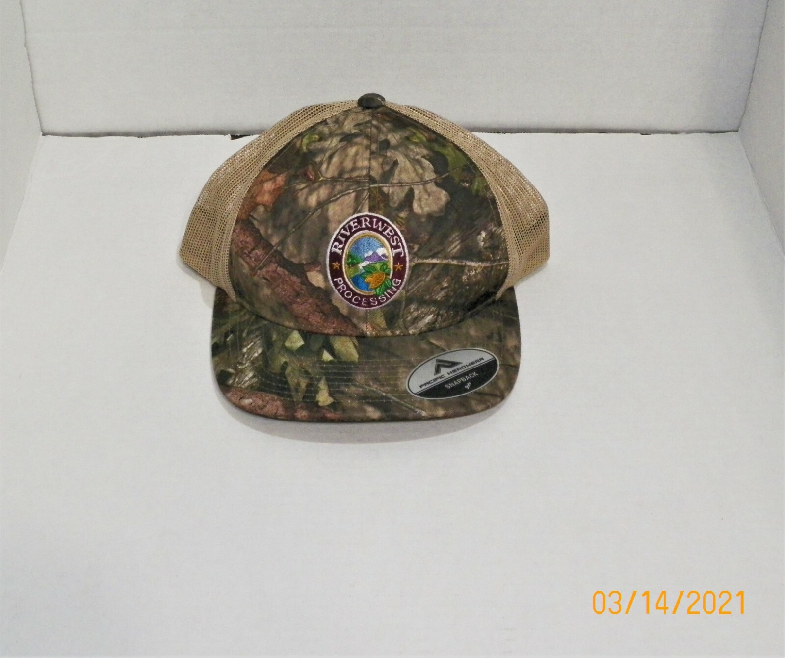 RIVERWEST PROCESSING CALIFORNIA ALMOND ORCHARD SNAPBACK TRUCKER HAT ~PRE-OWNED~