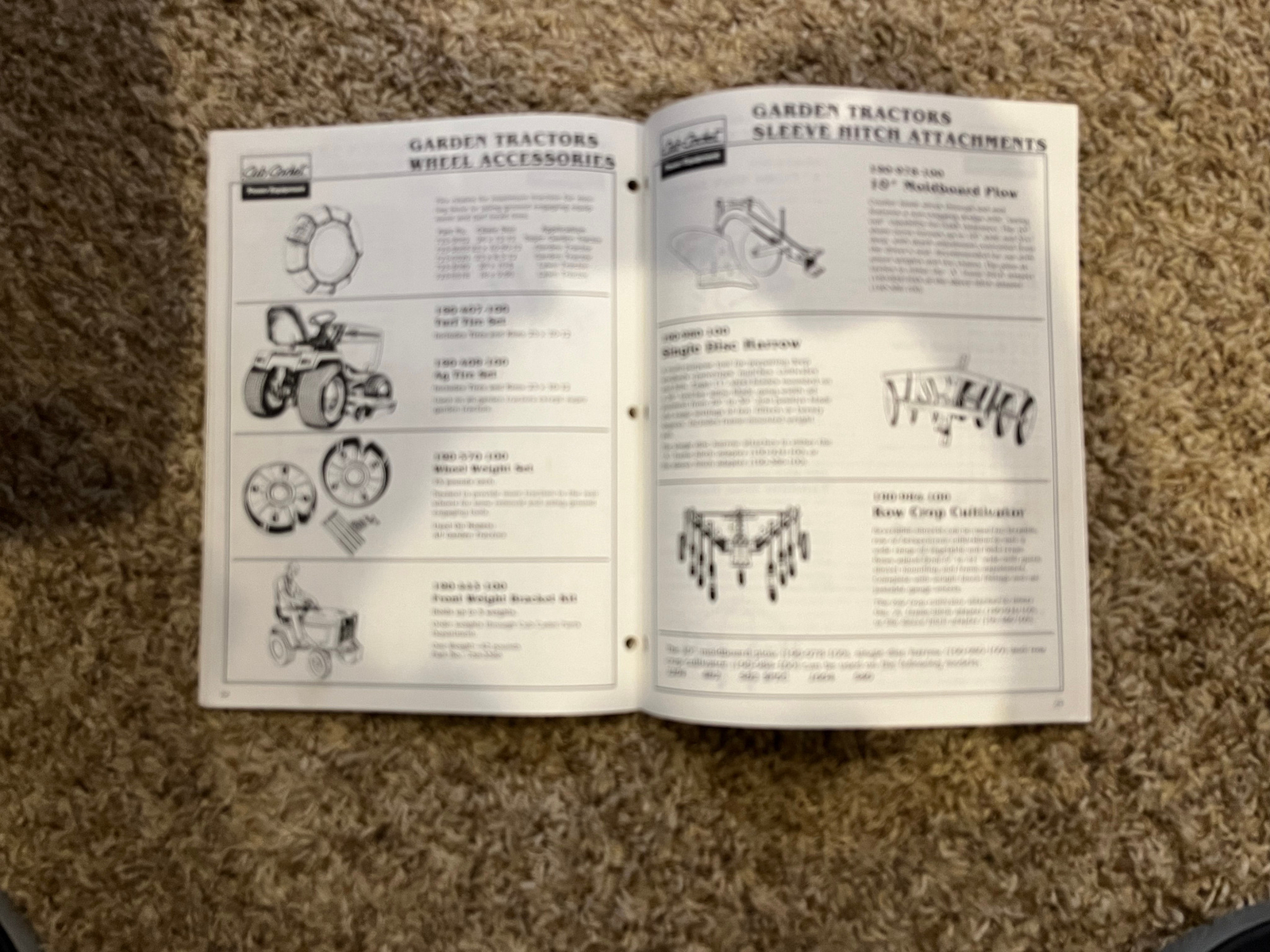 1987 CUB CADET ATTACHMENT GUIDE RIDERS, LAWN TRACTORS & GARDEN TRACTORS