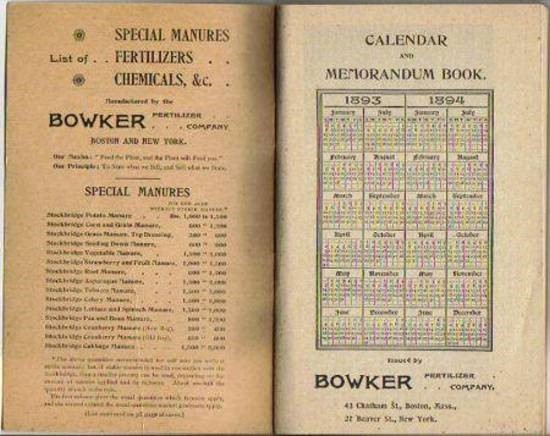 Original 1894 Bowker Company Illustrated Calendar & Memorandum Booklet