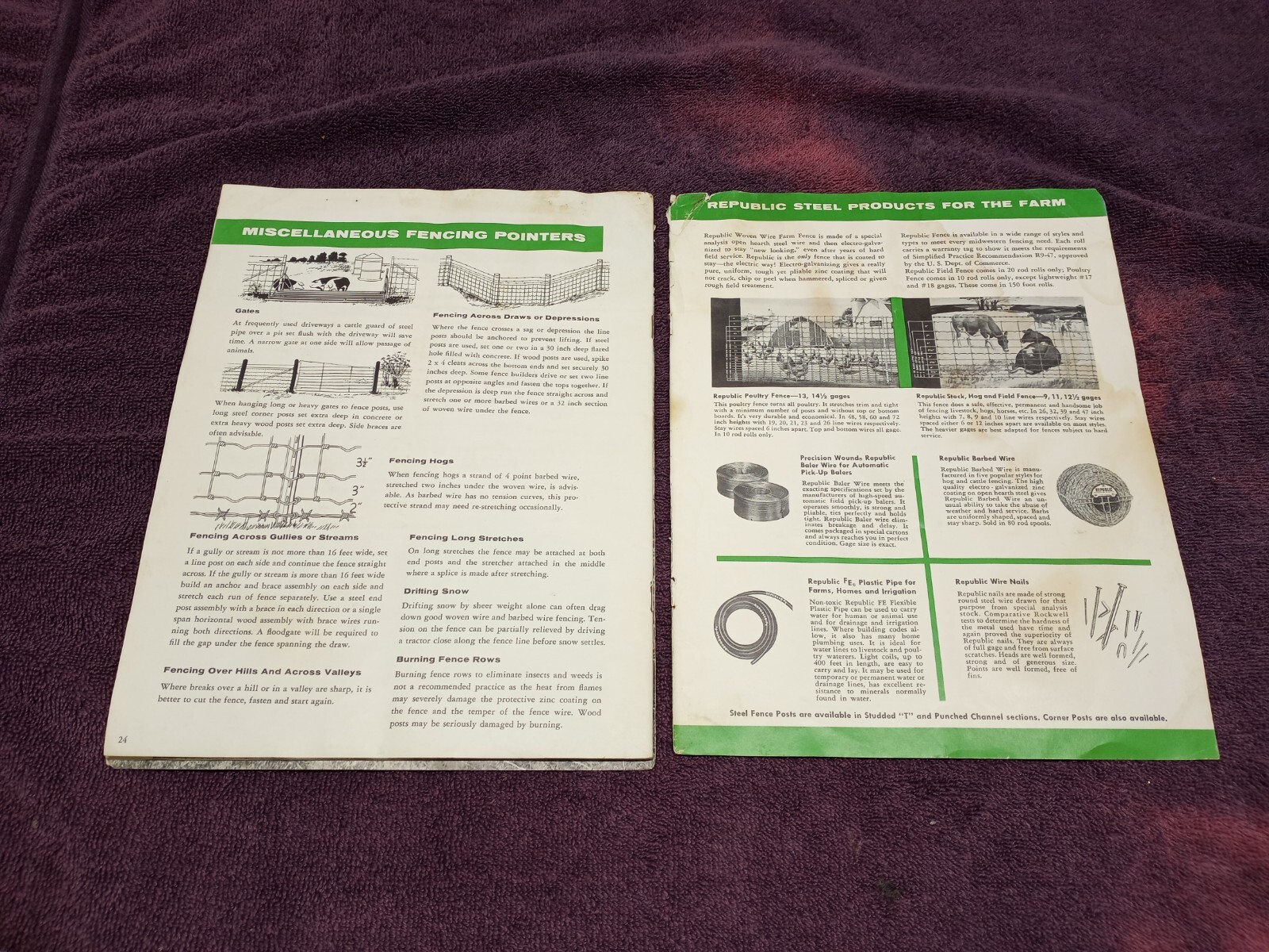 Vintage 1957 REPUBLIC STEEL HOW TO ERECT FARM FENCE BOOK BROCHURE AD