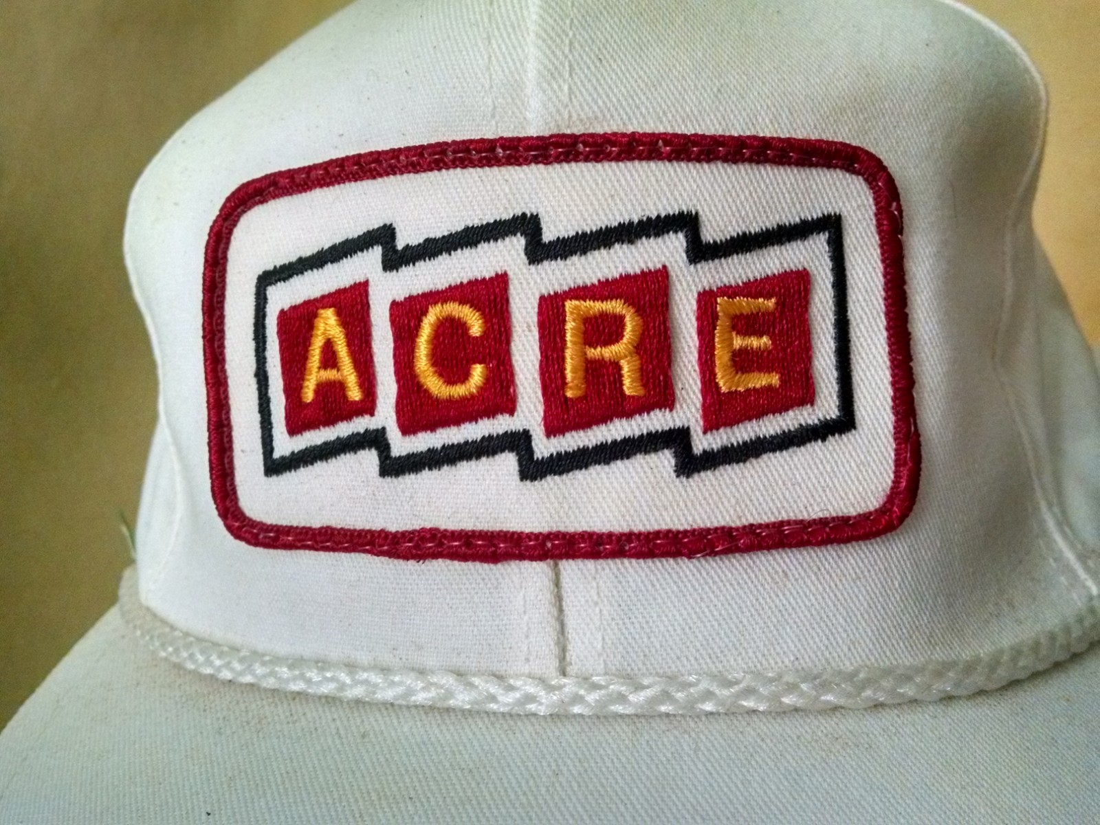 Acre Hat Baseball Ball Cap White Rope Patch Leather Strapback Buckle K Brands