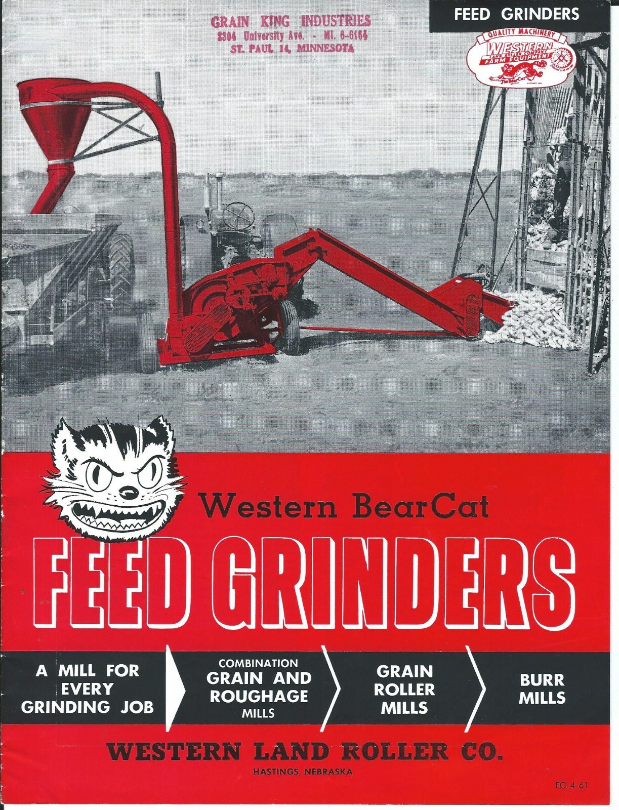 Farm Equipment Brochure – Western Bear Cat – Feed Grinders – c1961 (F7102)