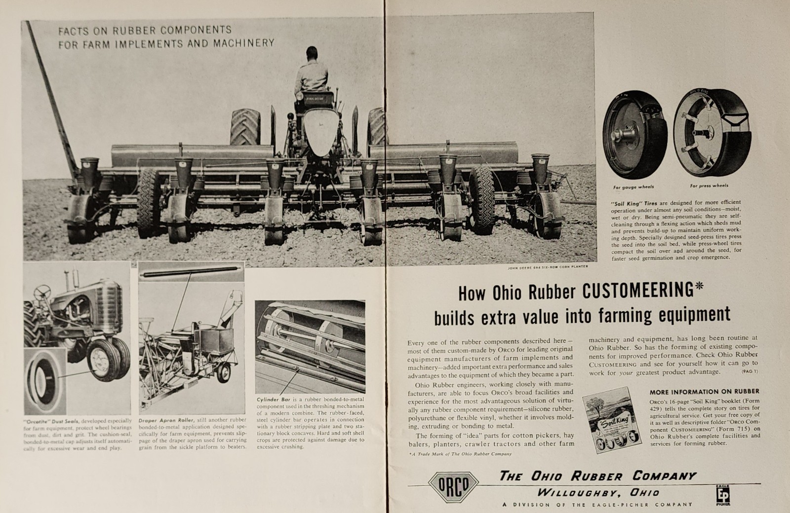 John Deere Tractor JD Picture Magazine Ad Original Vtg Wall Art Decor Display