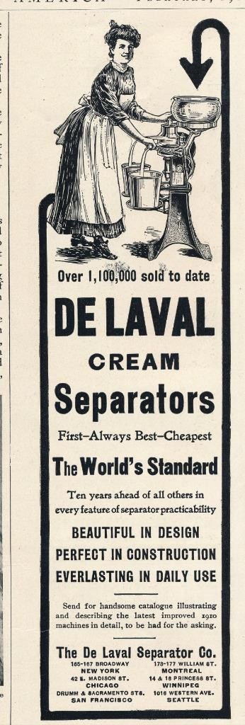 Magazine Ad – 1910 – De Laval Cream Separator – New York