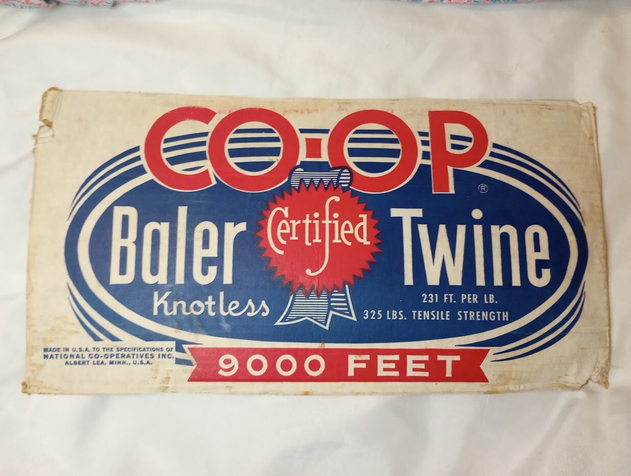—Co-Op Baler Twine cardboard box panel Albert Lea MN farm décor advertising