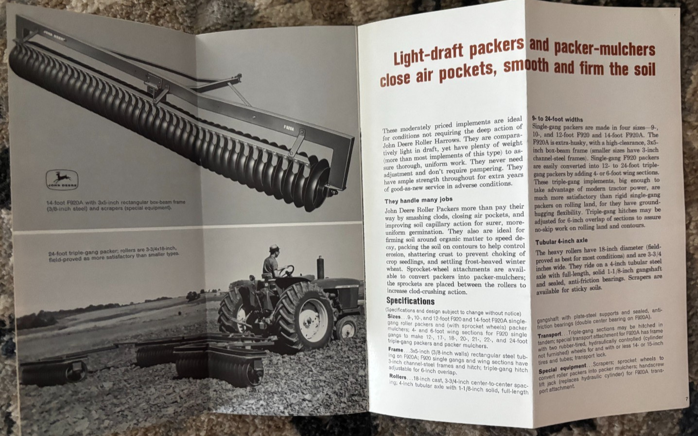 John Deere Roller Harrows & Packers For 1966 Brochure DCPA26