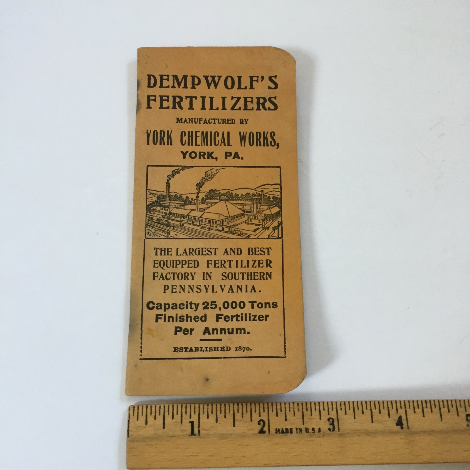 Vintage 1912 1913 Dempwolf&rsquo;s Fertilizers Pocket Notebook York Chemical Works PA