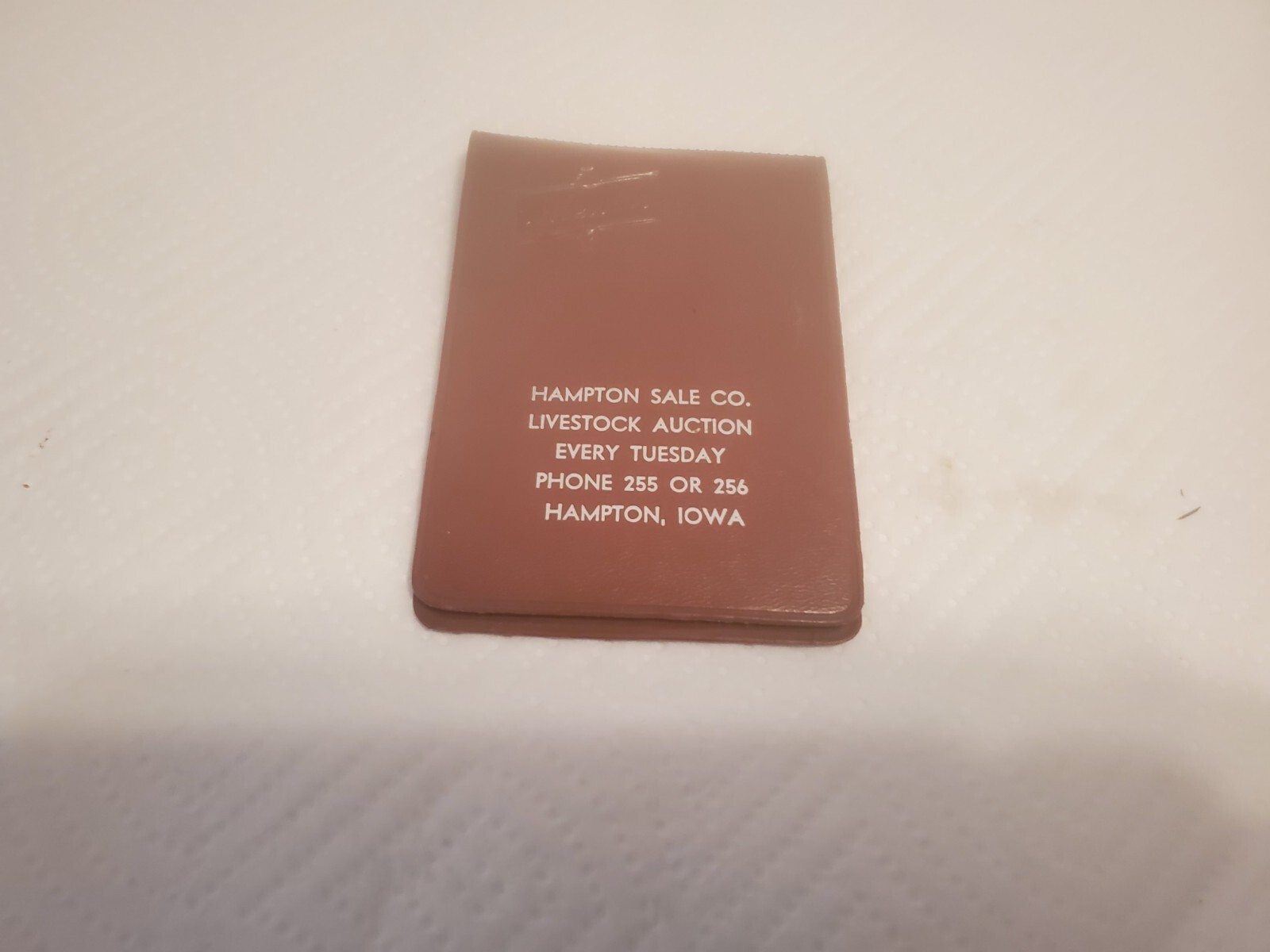 Vinyl memo book Hampton sale company Hampton iowa livestock auction notes