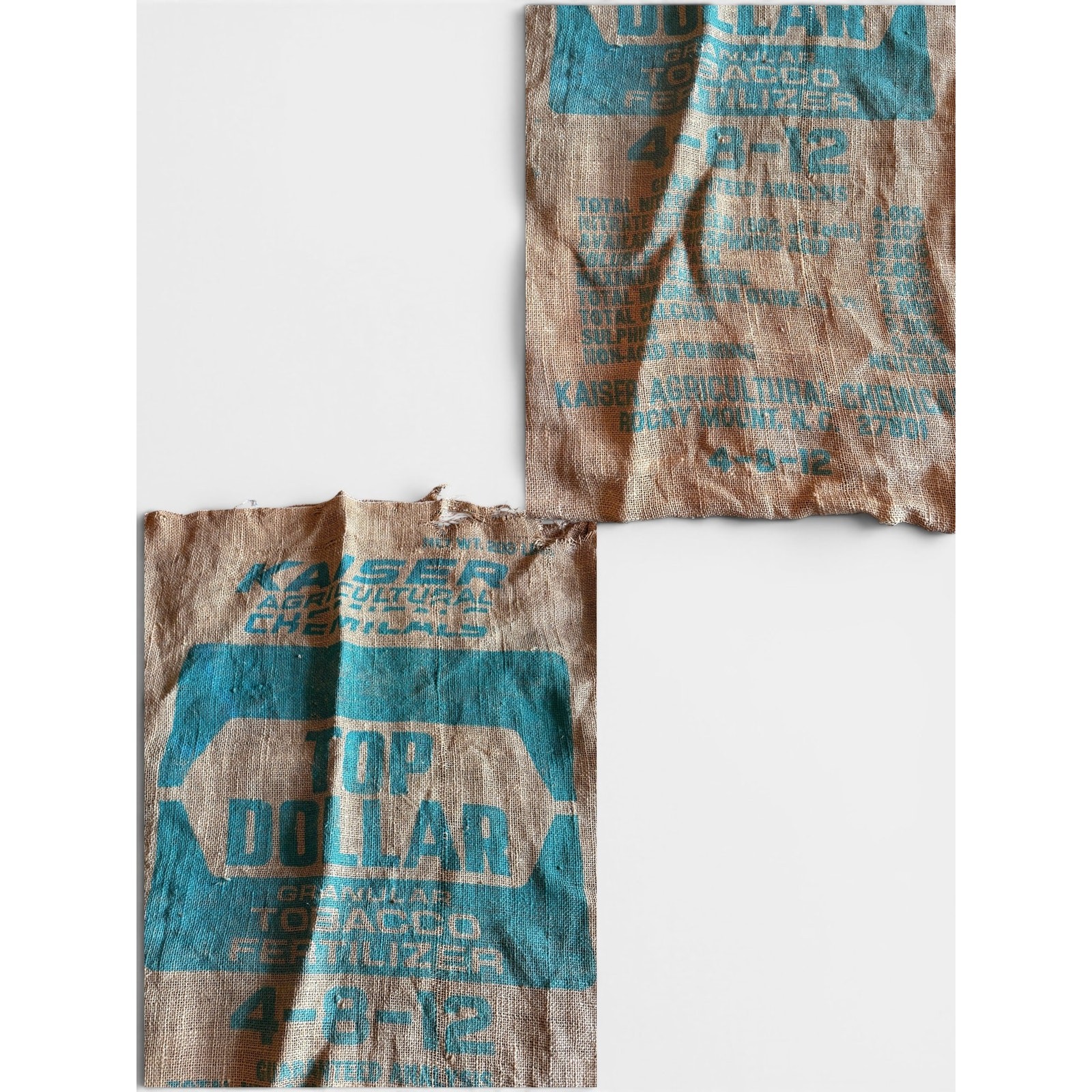 Vintage Tobacco Burlap Sack-Rocky Mount NC-Farmhouse-Textile-Grain Bag-Primitive