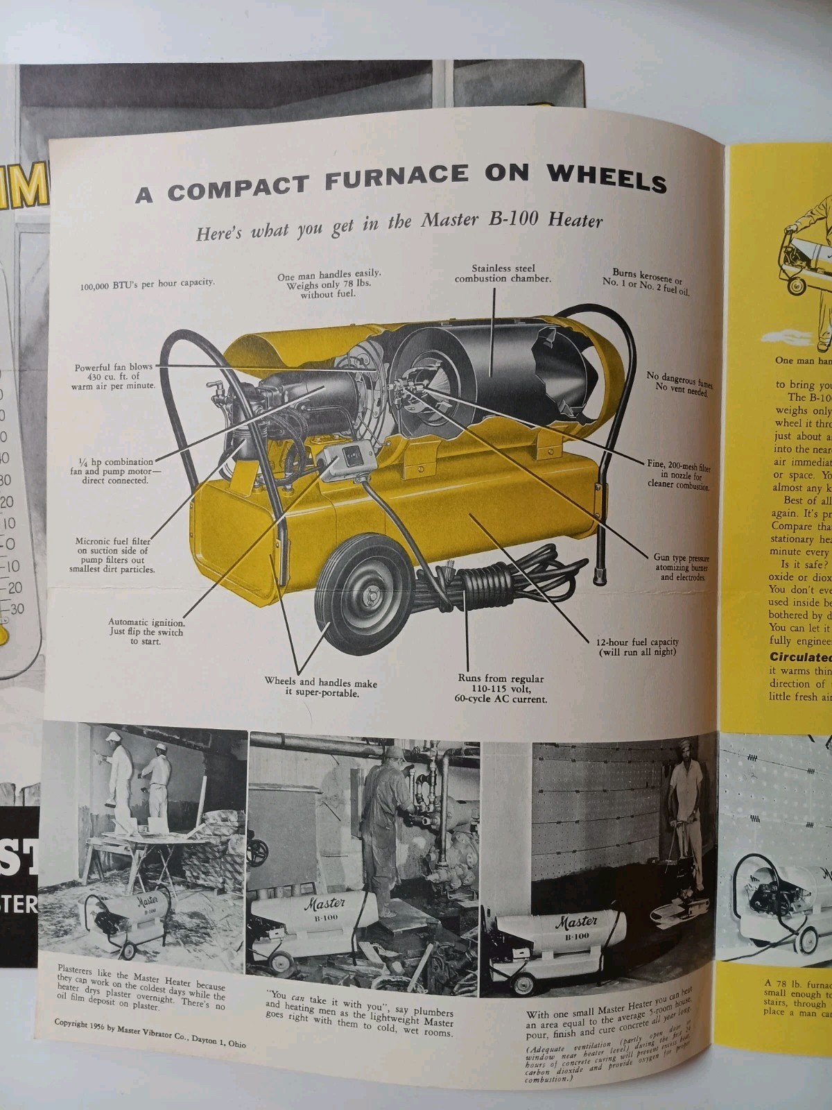 2 VTG 1960s Master Portable Heater ADVERTISING BROCHURE Mailers