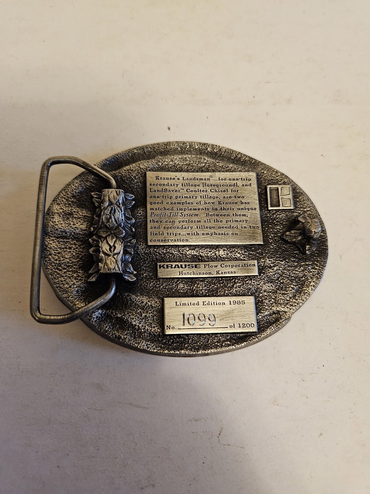 1985 Krause Plow Company Profit Till Tractor Belt Buckle – 1099 Of 1200 Limited