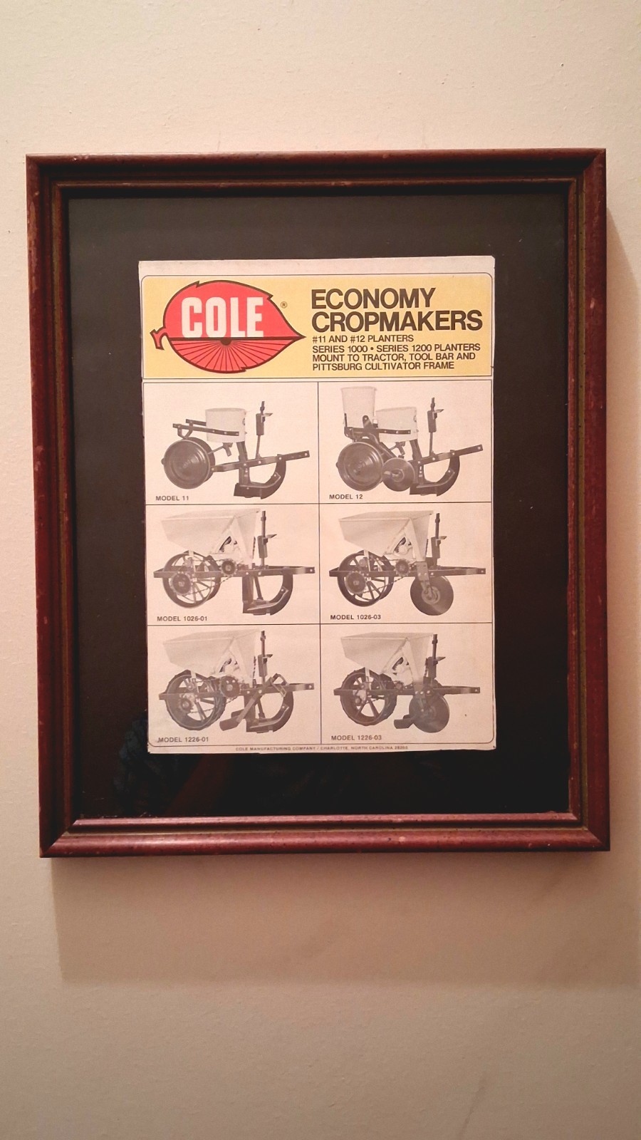 Vintage Framed Cole Economy Cropmakers Planter Print Ad Farm Tractor Literature