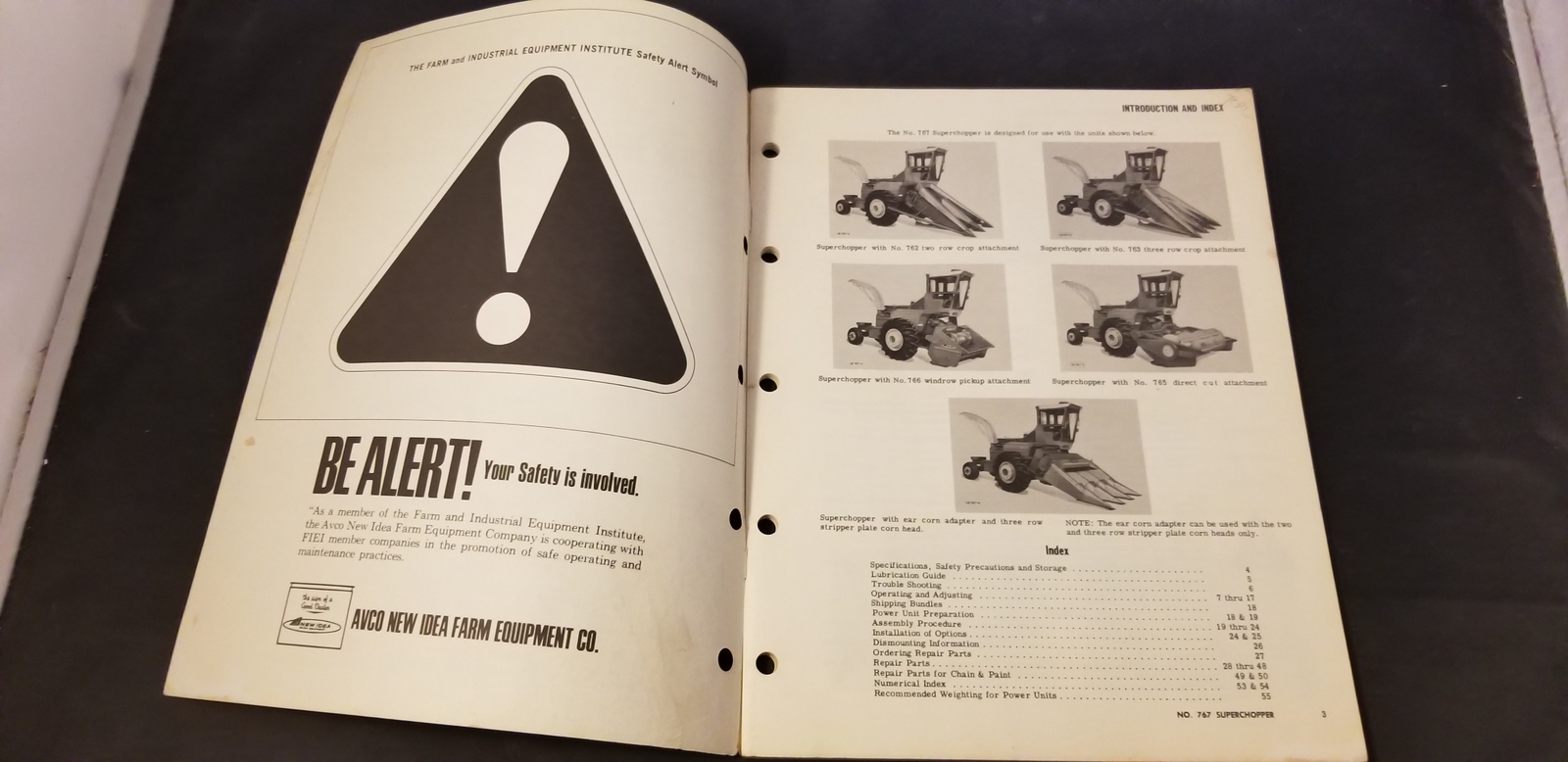 1976 Avco New Idea No 767 Uni-SuperChopper Forage Harvester Operators Manual