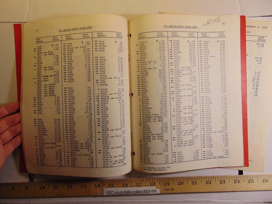 Vintage Fox Extras & Repairs Price List No.4-51 Fox River Tractor Co