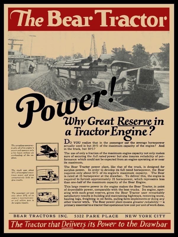 1923 Bear Crawler Tractor of New York City NEW METAL SIGN: 9×12&Prime;