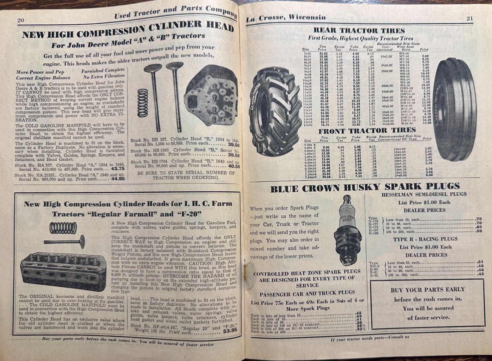 Original 1948 Parts Catalog – Used Tractor & Parts Co La Crosse, WI – #MC-8
