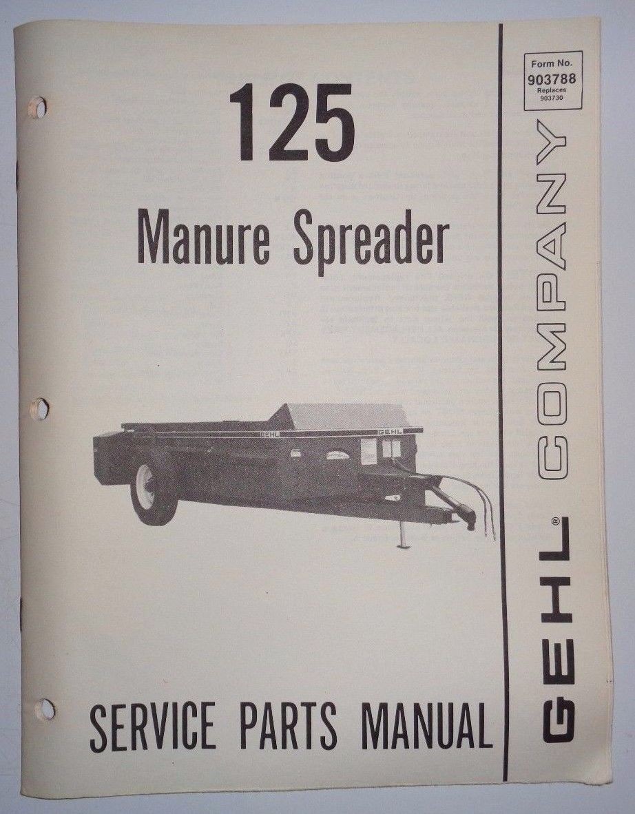 Gehl 125 Manure Spreader Parts Manual Catalog Book 5/86 Original
