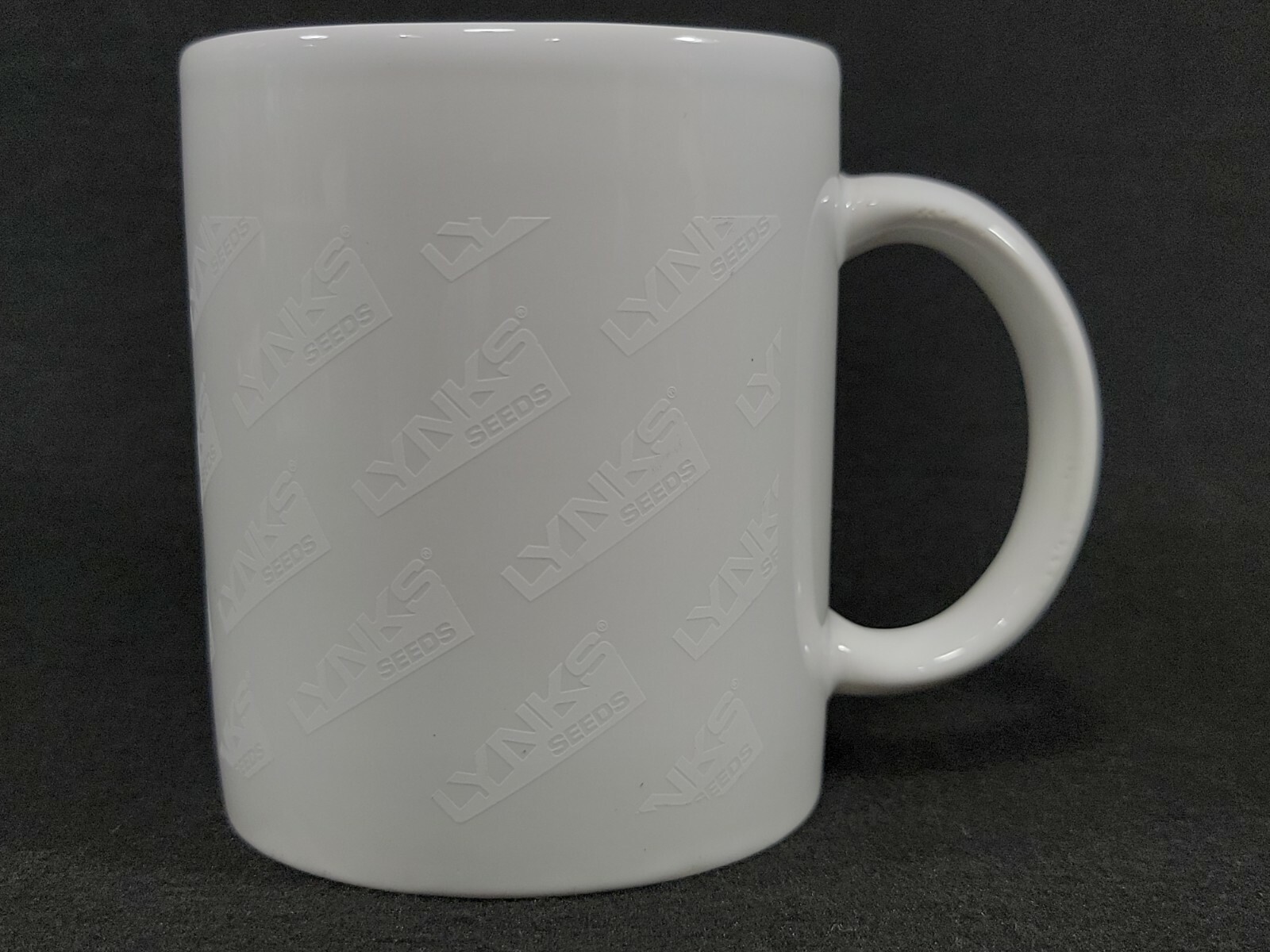 Lynks Seeds Coffee Cup Ghost Logos White on White Mug Agriculture Advertising
