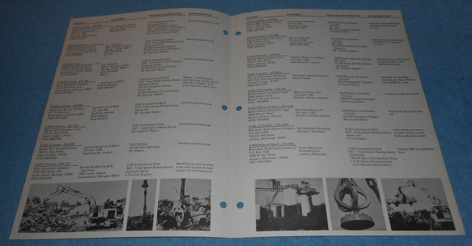 Vintage Liebherr Excavator Owners List Scrap Handlers & Related Applications